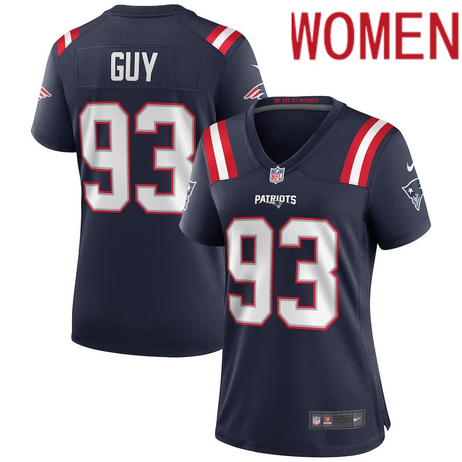 Women New England Patriots 93 Lawrence Guy Nike Navy Game NFL Jersey